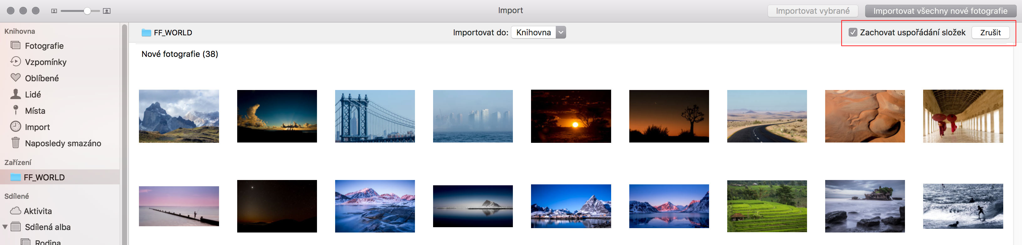 Apple Fotky - import