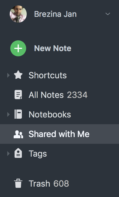 Evernote Shared with me